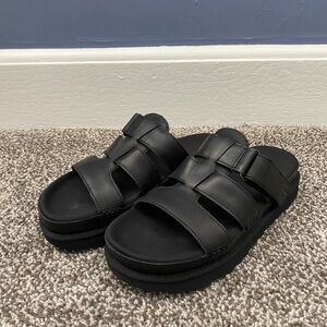 UGG Black Sandals with Double Straps